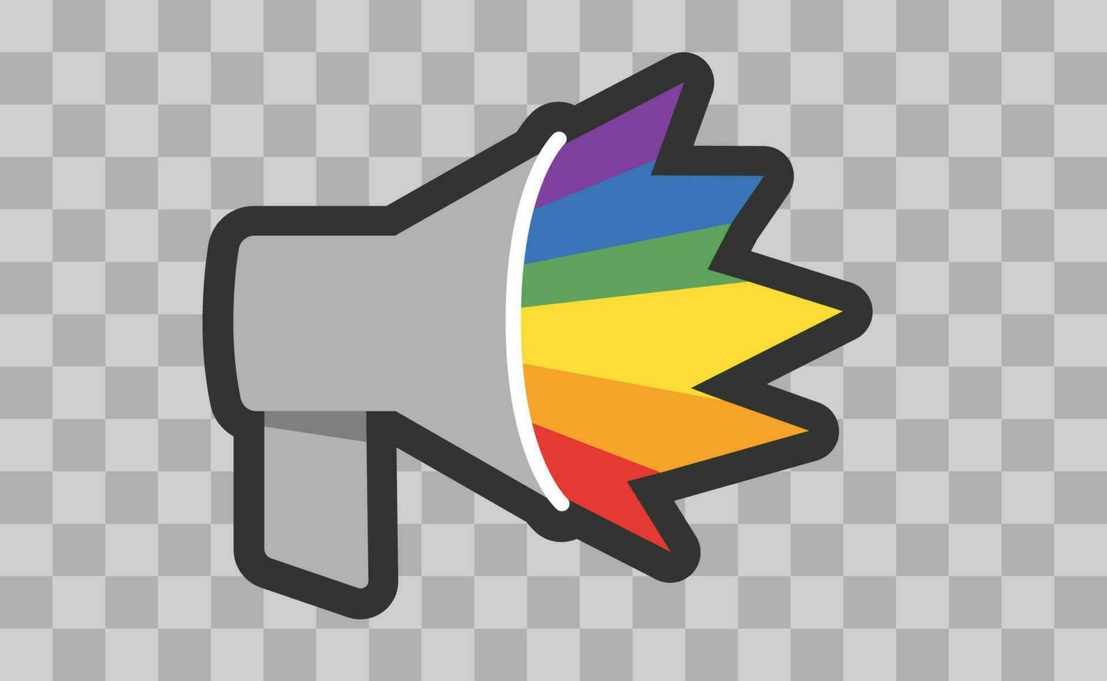 lgbt megáfono con arcoíris. orgullo mes voz vocero. diversidad representación. vector