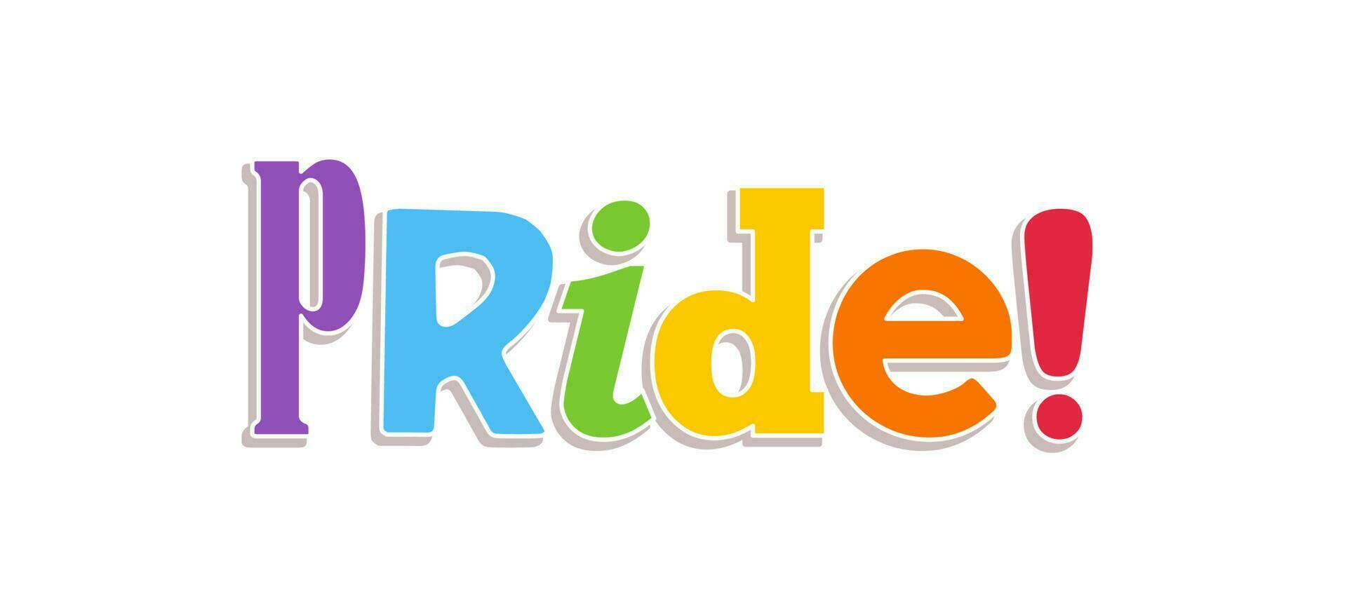 Pride lettering with rainbow flag colors. Different style letters forming the Pride word. vector
