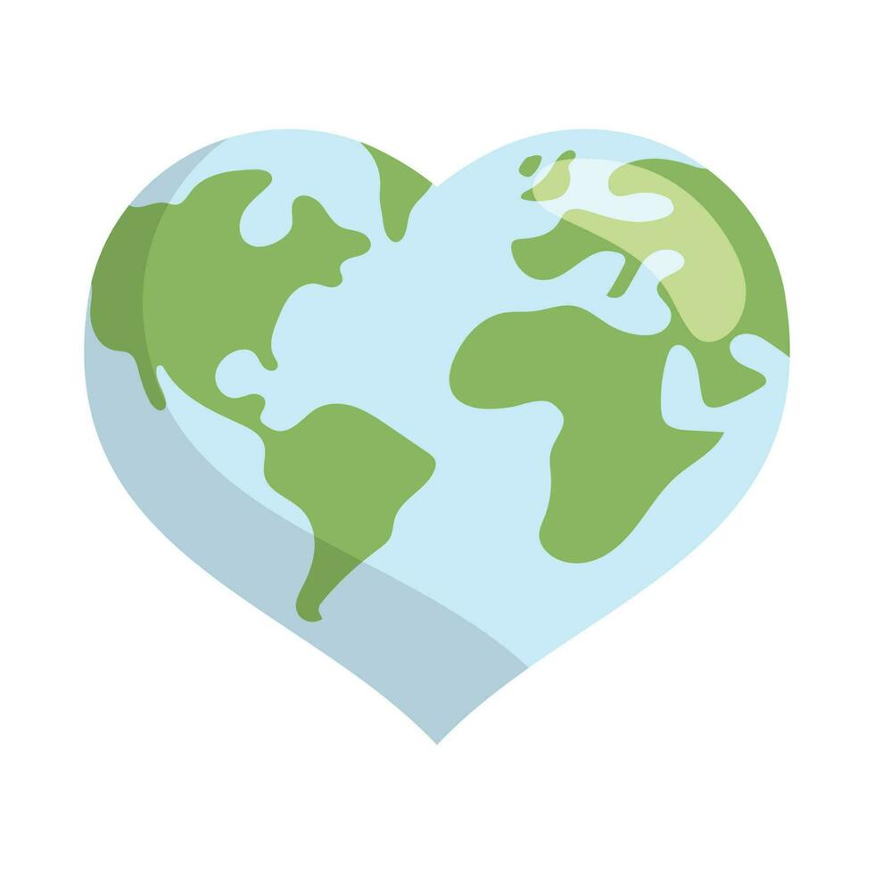 Heart shaped earth. Environment care. Save and love the planet. vector