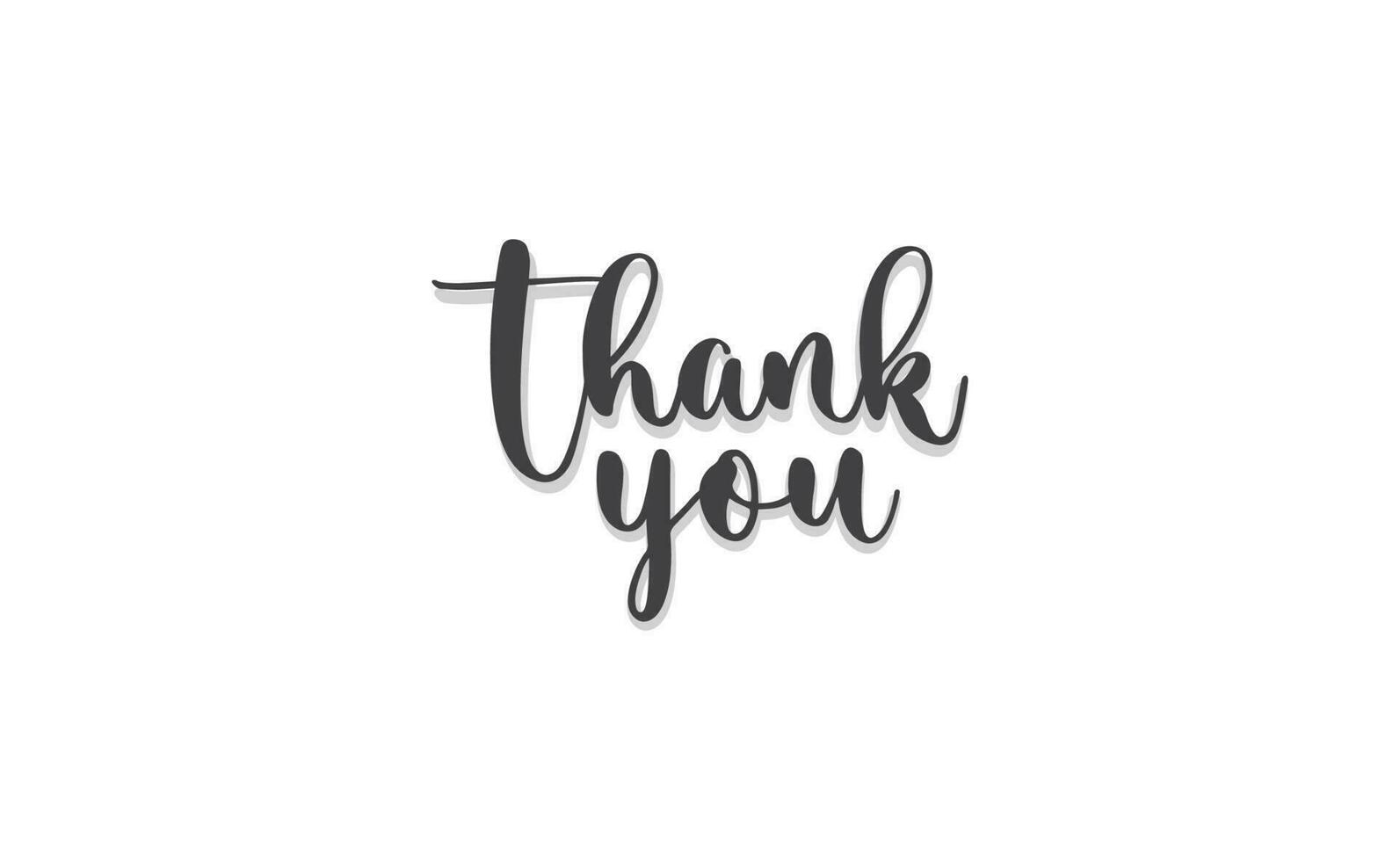 Thank you lettering text with drop shadow. Hand drawn style thanking message. Cursive calligraphic vector. vector