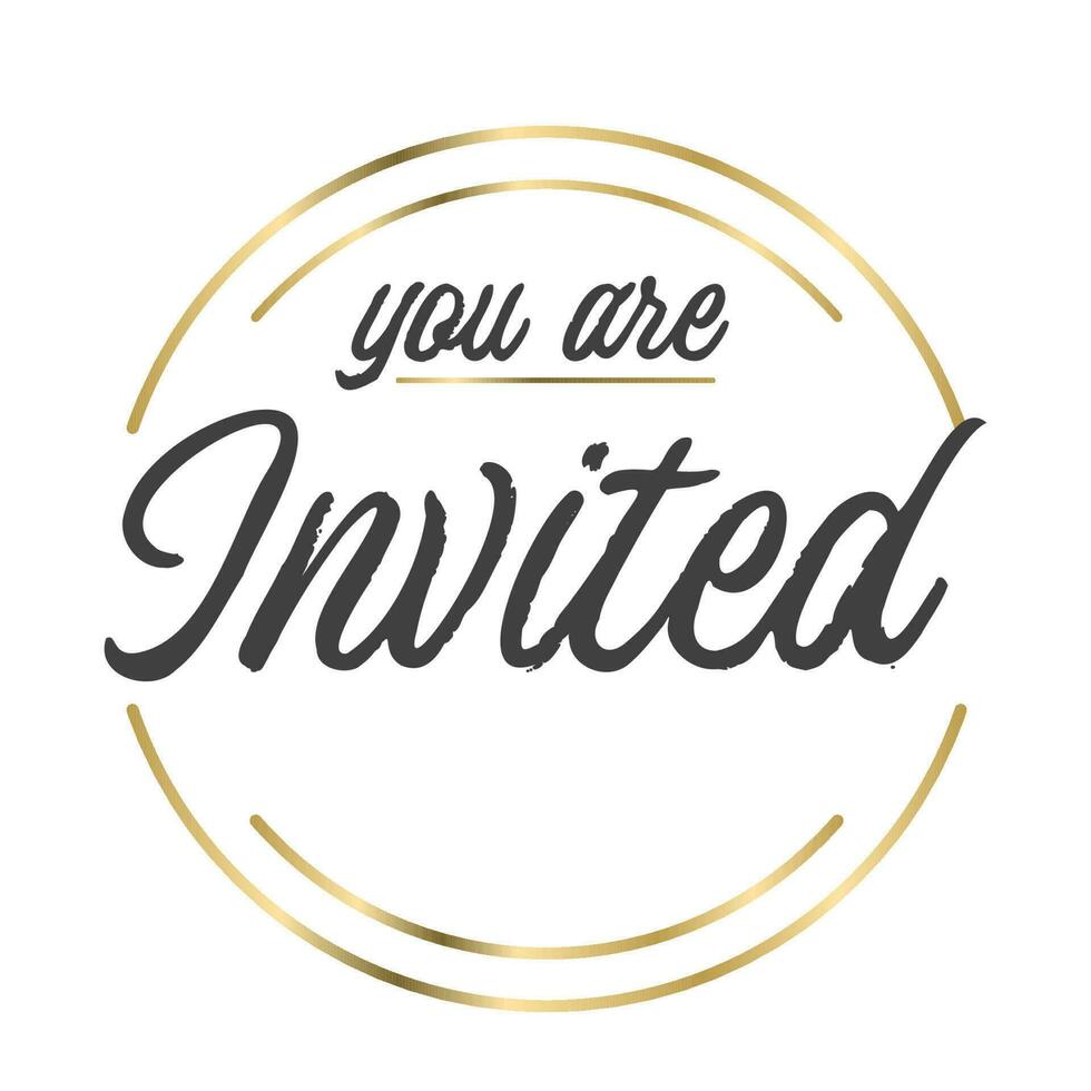 You are invited. Elegant design for cards and invitations. Handwriting style text with linear golden frames. vector