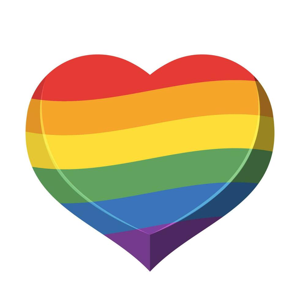 lgbt arco iris bandera en corazón forma. diversidad representación símbolo. vector