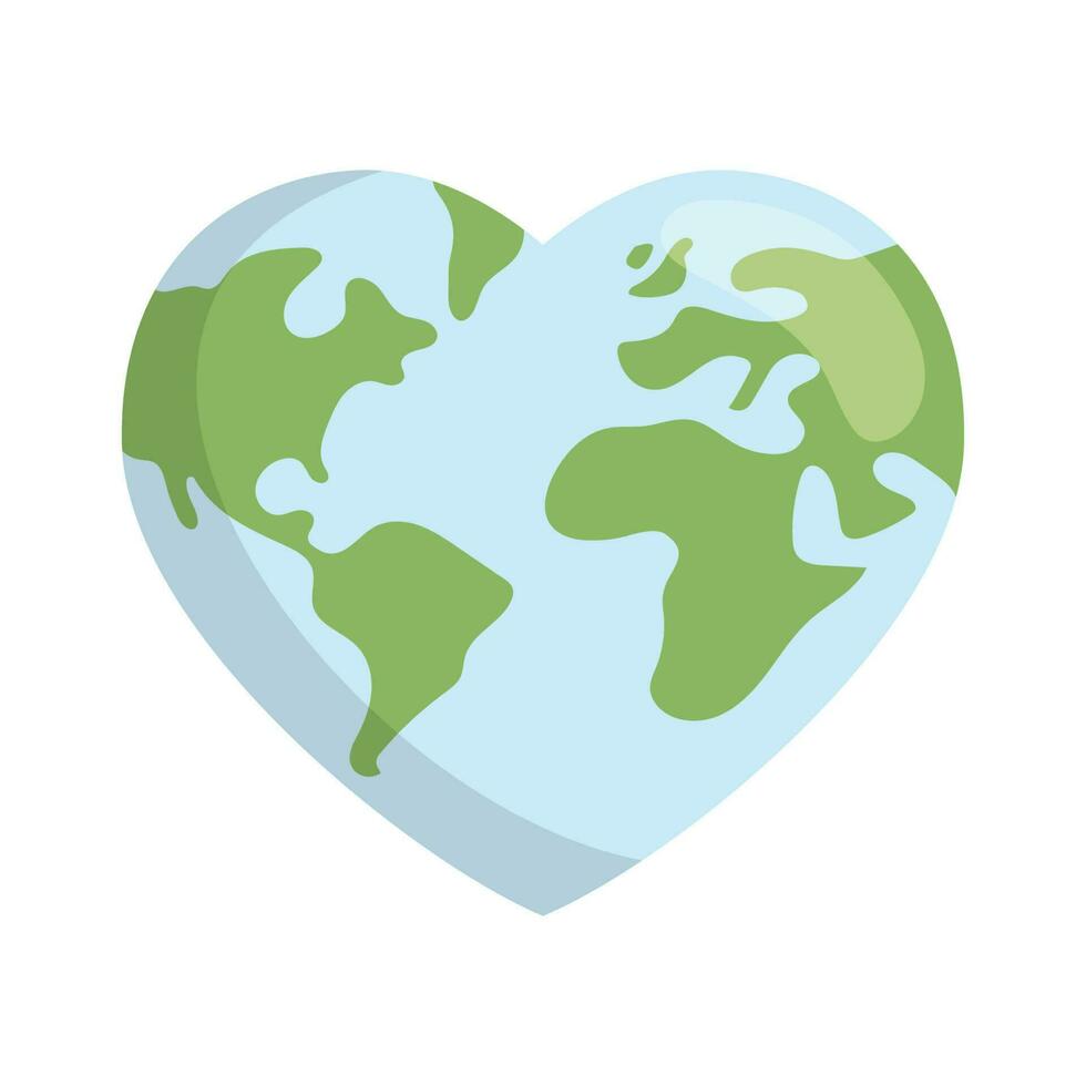 Heart shaped earth. Environment care. Save and love the planet. vector