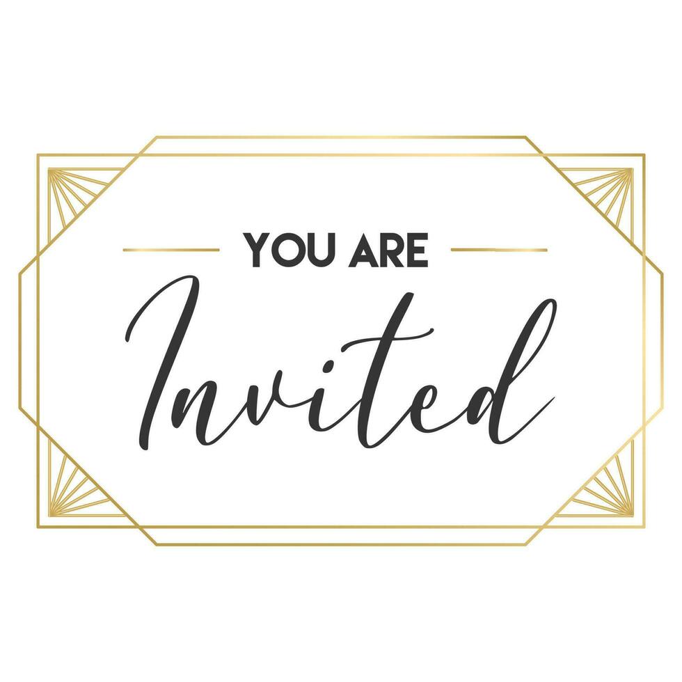 usted son invitado. elegante diseño para tarjetas y invitaciones escritura estilo texto con lineal dorado marcos vector