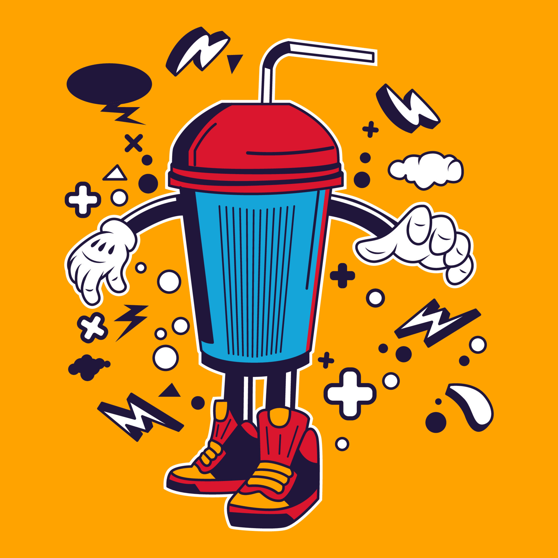 Fruit Juice Cup Cartoon Character Sticker Vector Stock Illustration