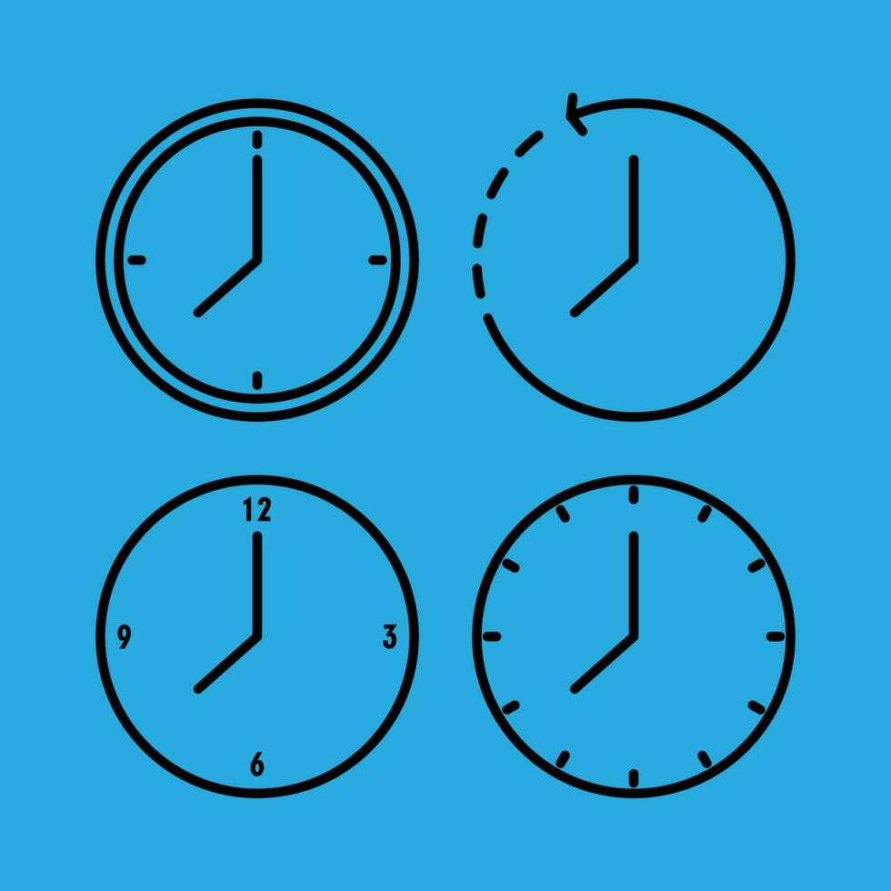 clock icon set outline illustration vector design