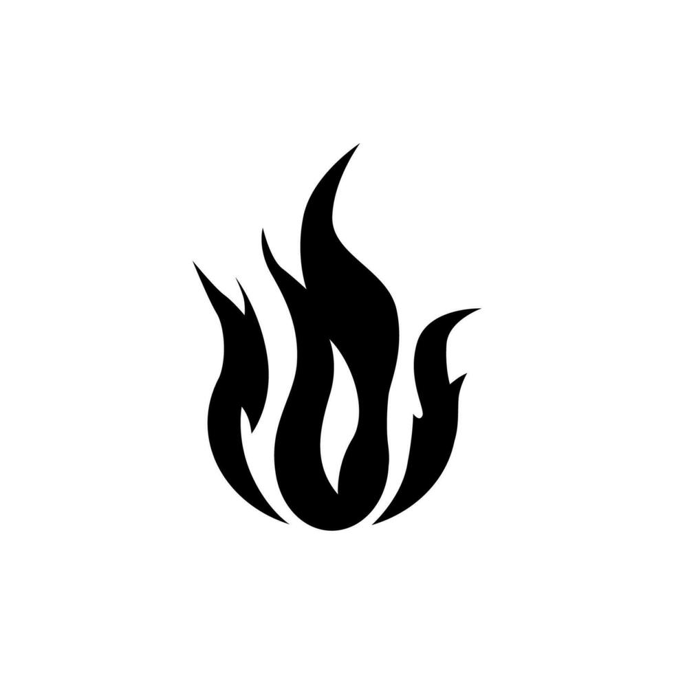 fire logo icon black and white silhouette vector design
