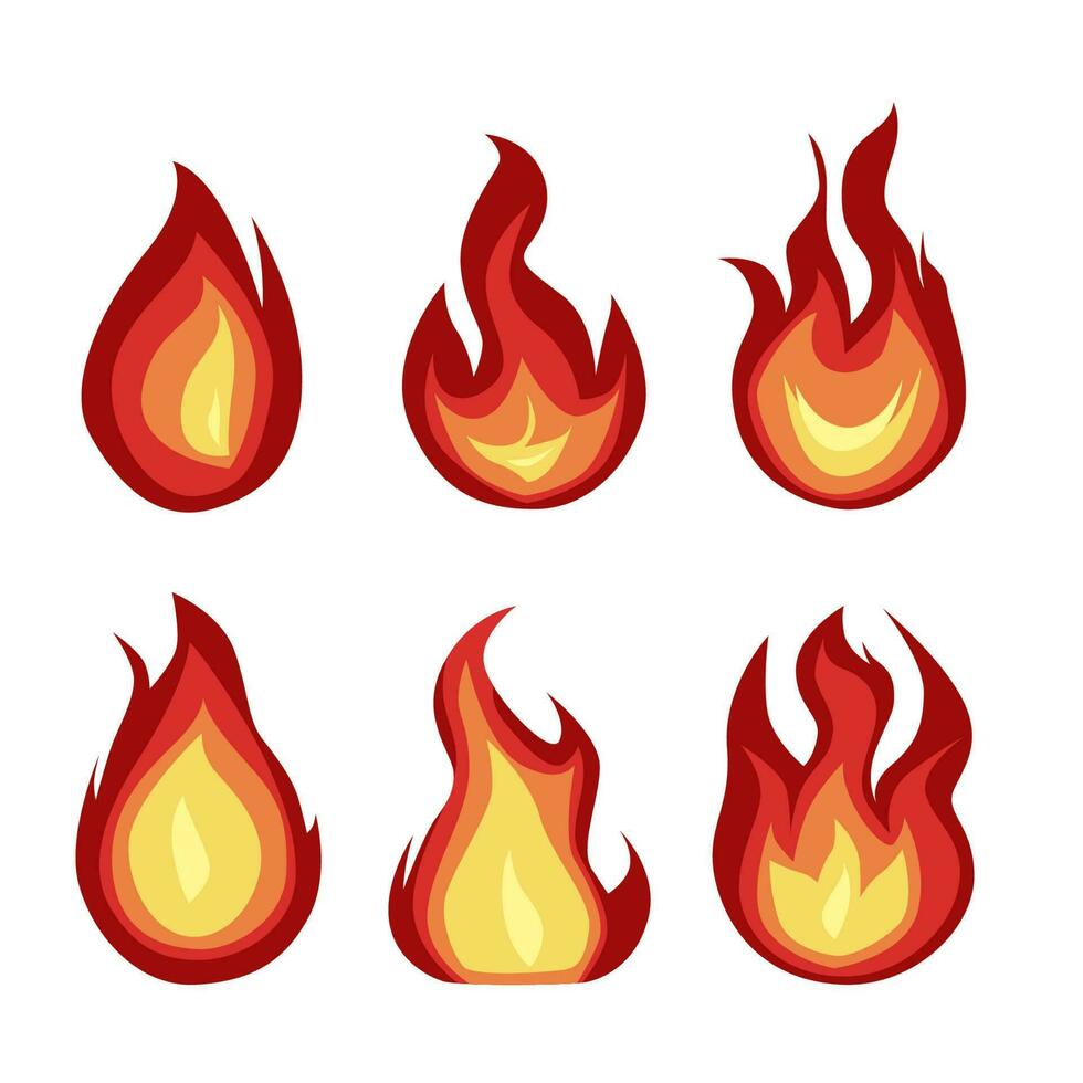 Fire set icon. flat design ilustration vector. red isolated on white background vector