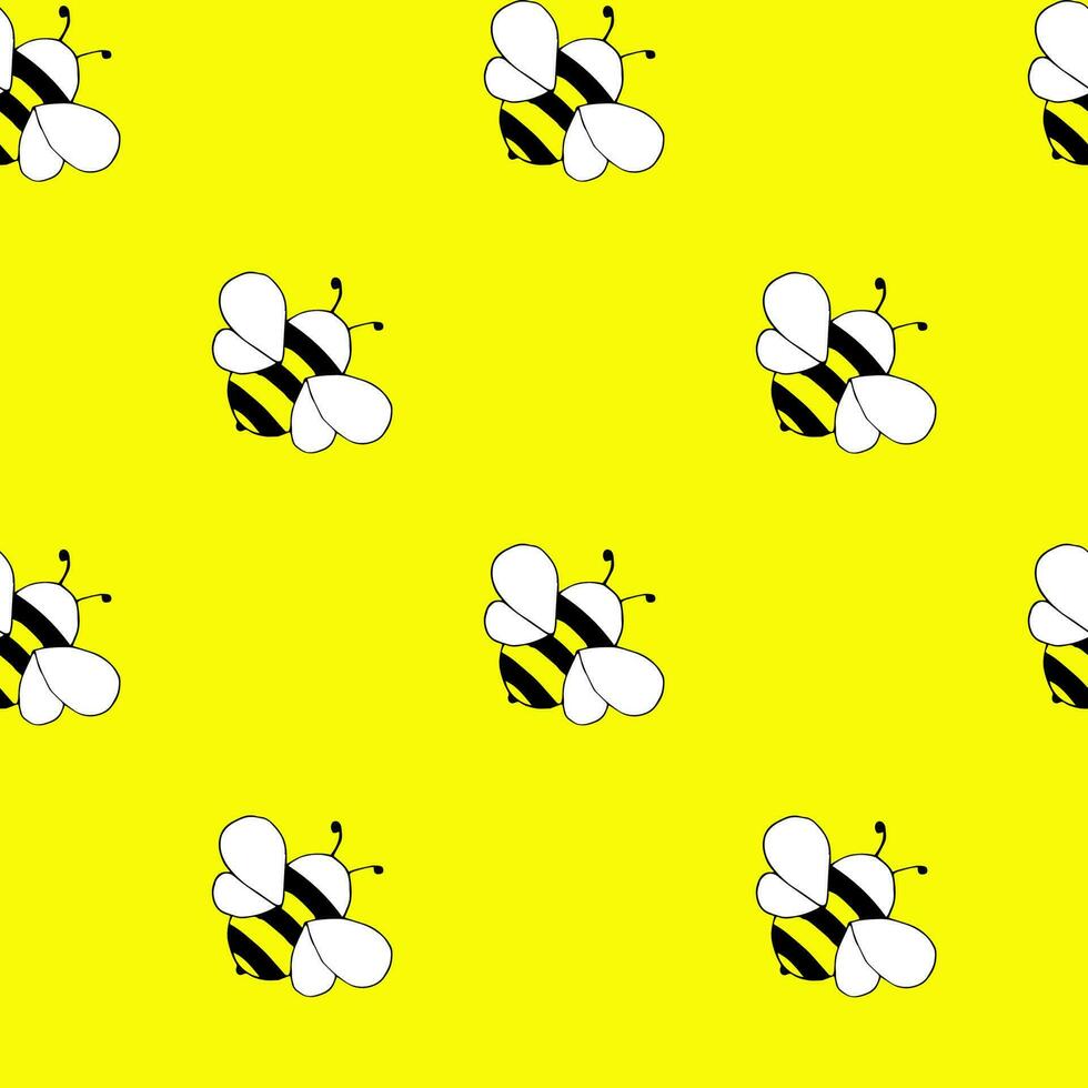 Hand drawn seamless pattern of honey bees vector