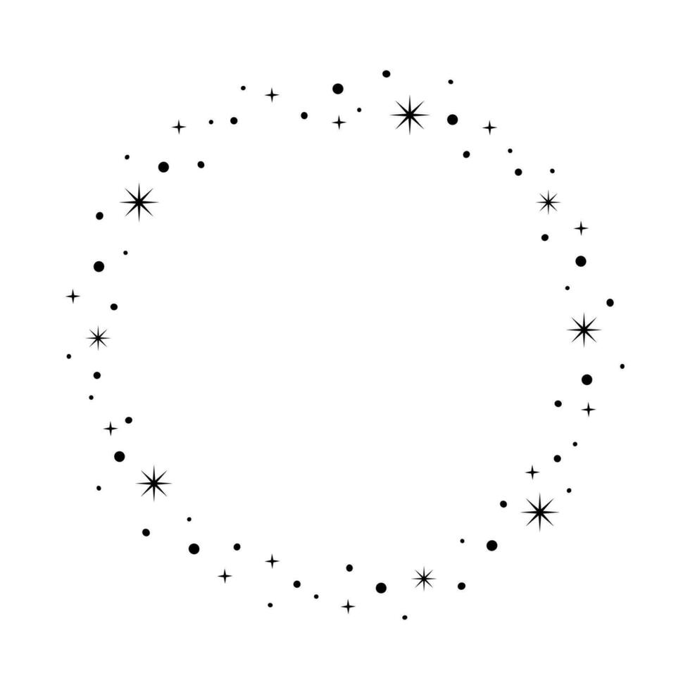 Star circle frame. Wreath round vector