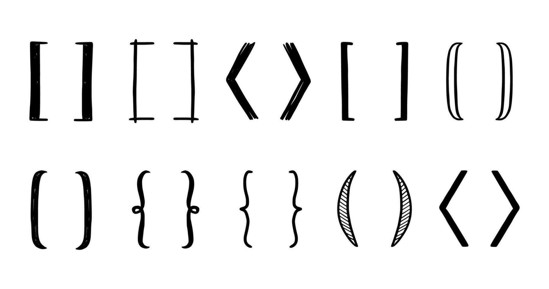 Hand drawn bracket, parenthesis element. Doodle sketch bracket vector