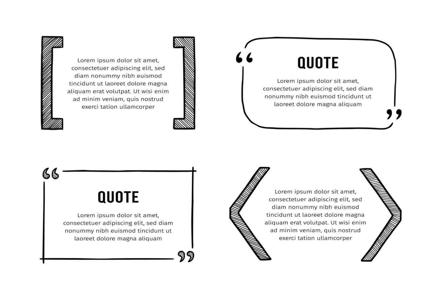 Quote box sketch, text frame set vector