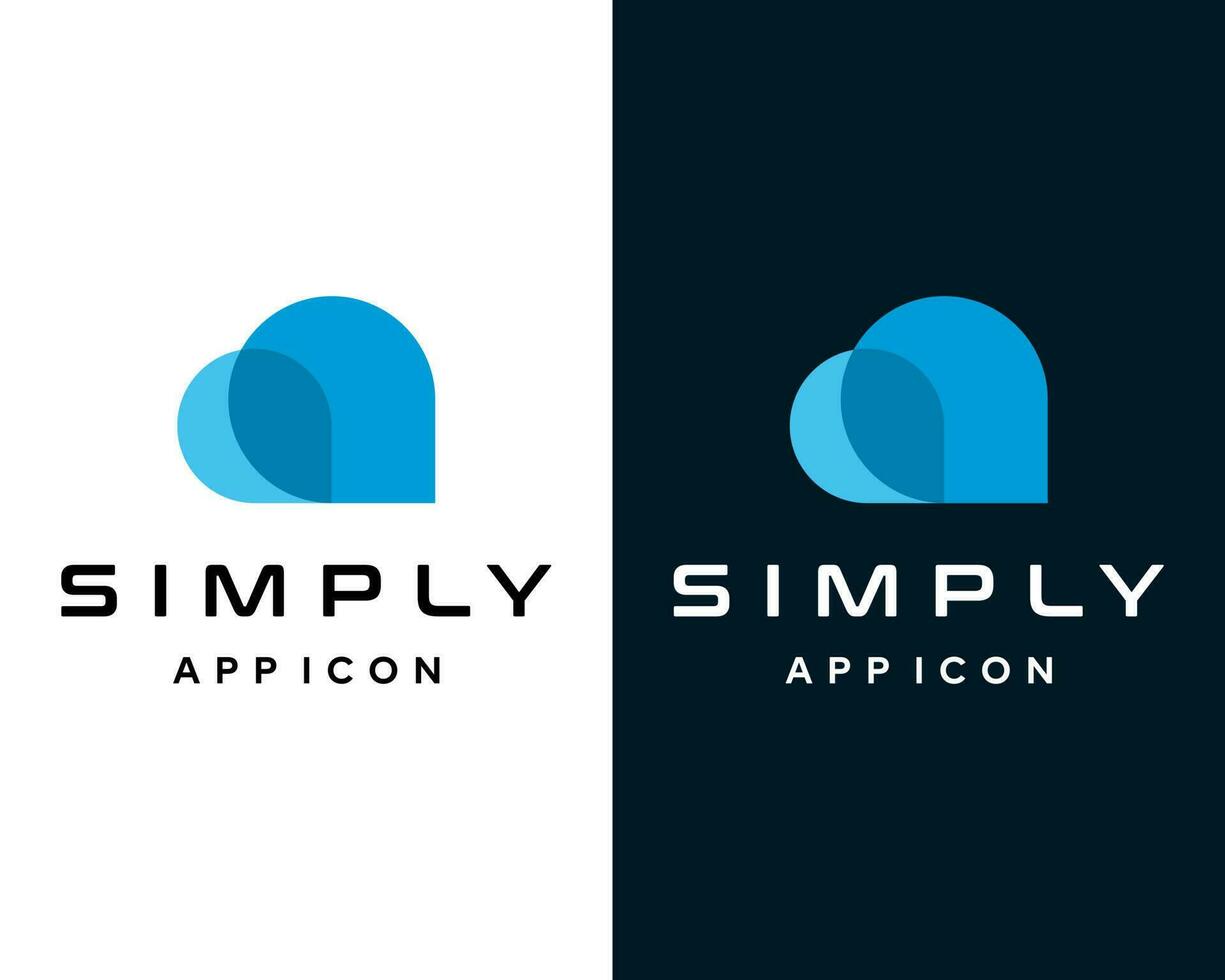 simplemente aplicación icono logo con un azul nube en el medio. vector