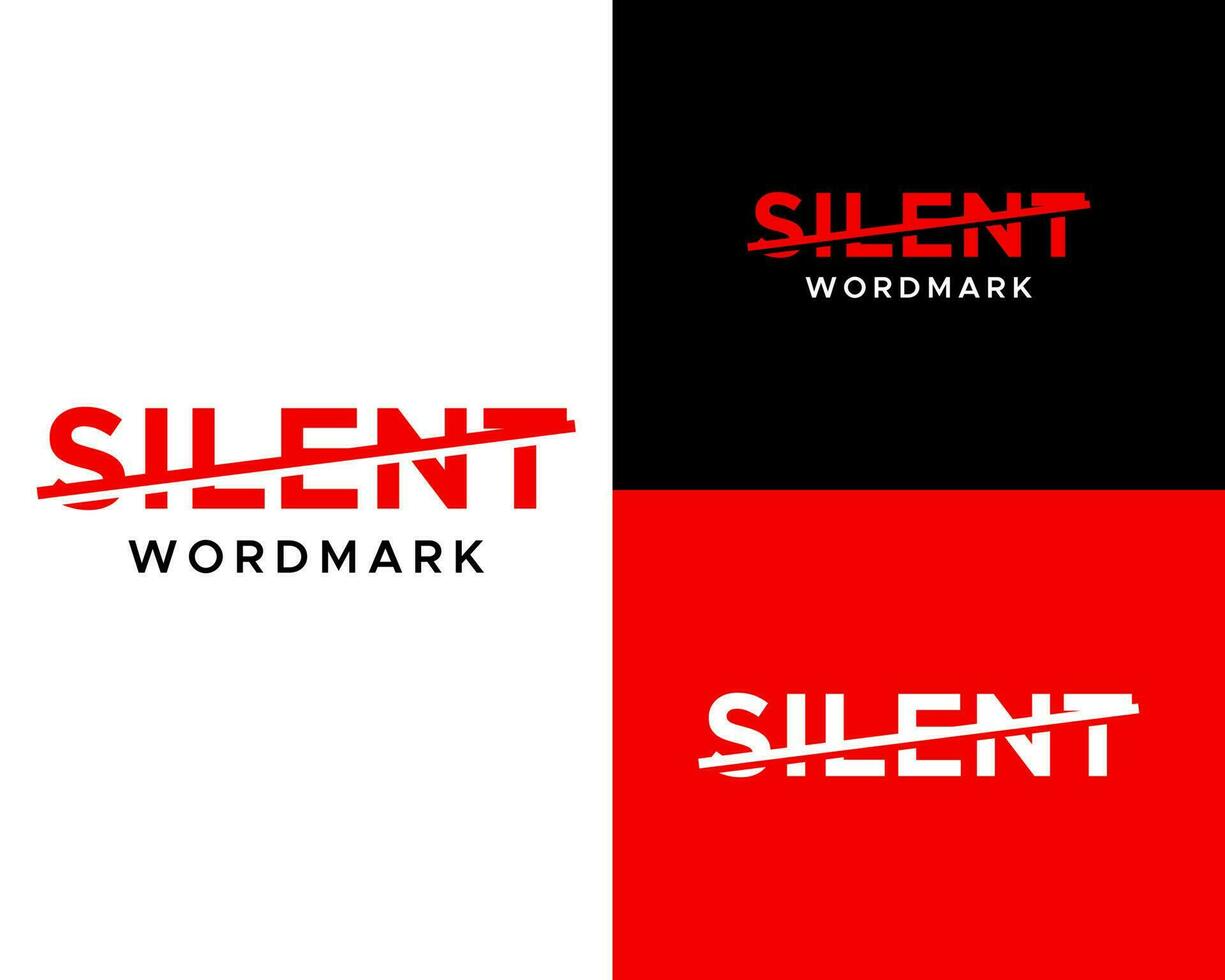 logo para silencio marca denominativa por el rojo cruzar vector