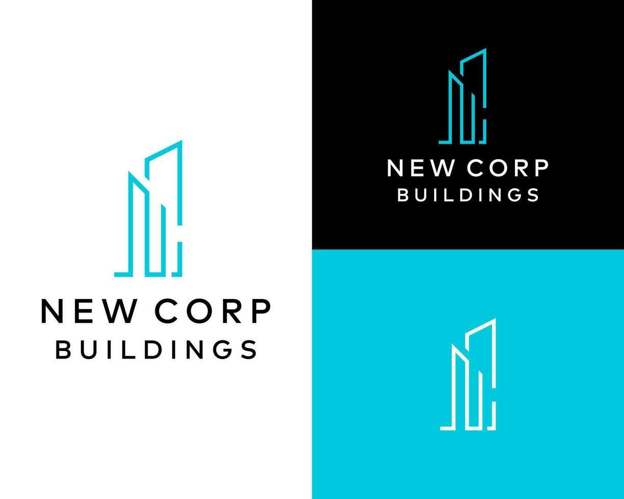 NC letter monogram initials building real estate logo design. vector