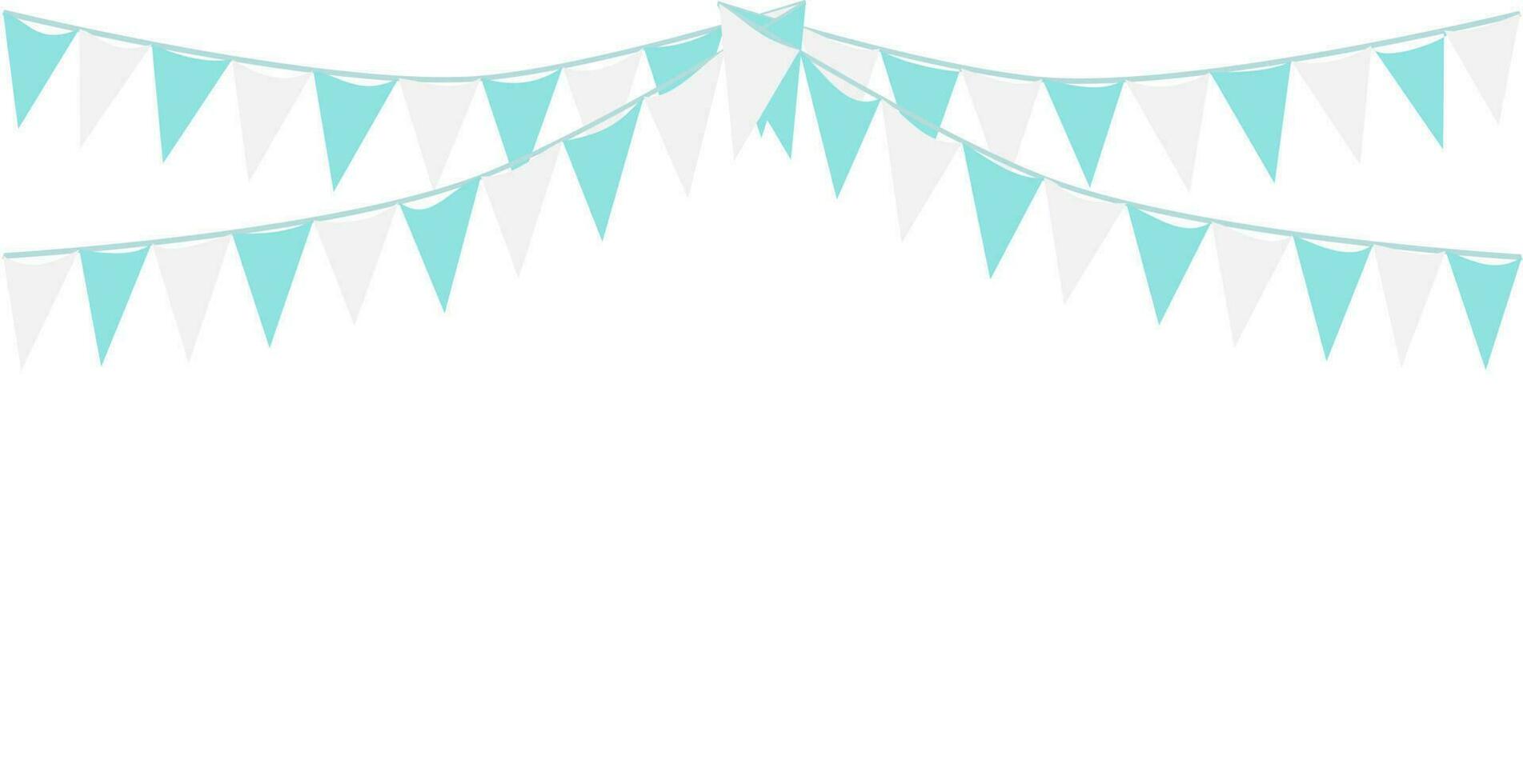 Bunting Hanging Blue and White Flag Triangles Banner Background. Bunting flags for boy's baby shower. It's a boy, sky, mother, father, party, winter, Argentina, Israel, Honduras, Oktoberfest concept. vector