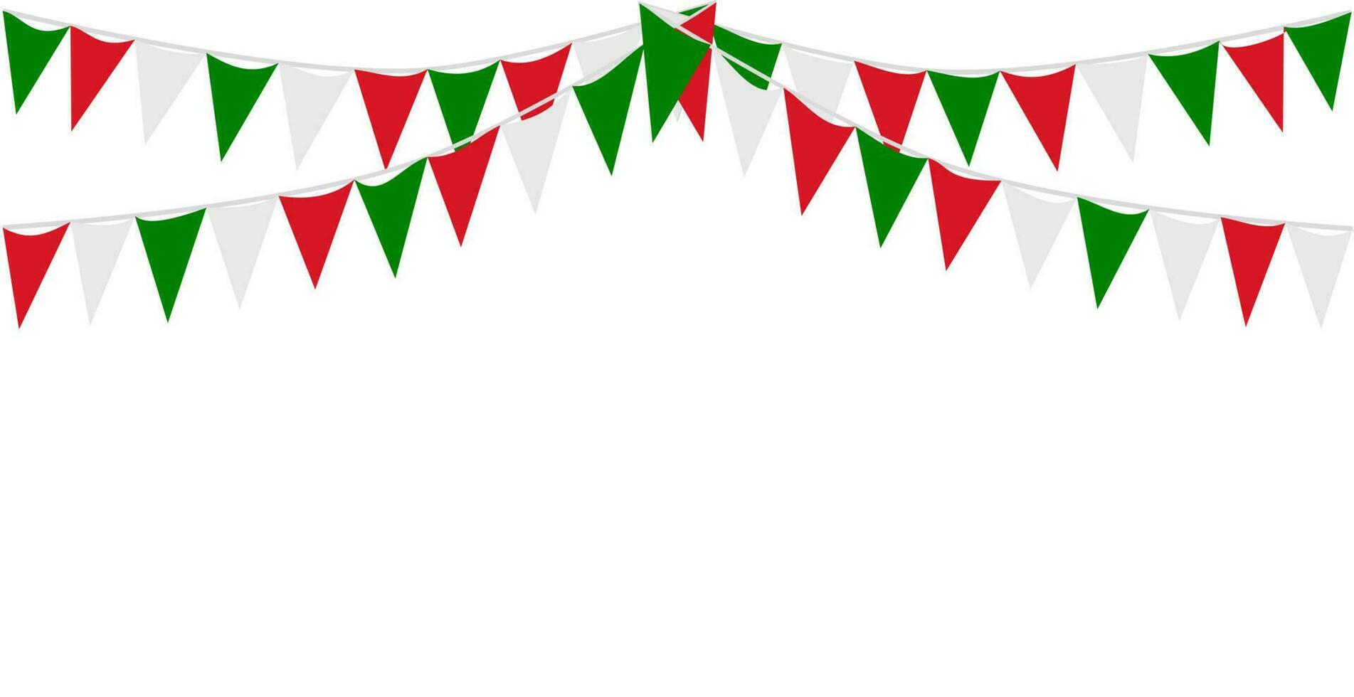 Italian republic day, 2nd June. Bunting Hanging Red White Green Flag Triangles Banner Background. Italy, Iran, Portugal, Lebanon, Belarus, Bulgaria, Mexico. Party, Fair, Christmas, New year, carnival. vector