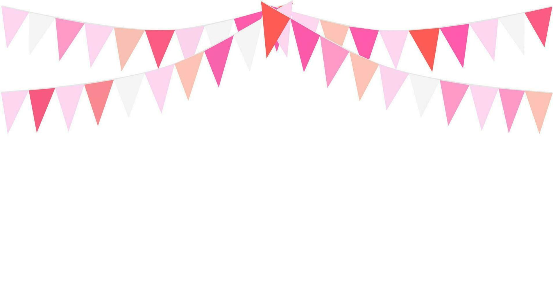 The sweet pink color of garland, bunting flags. Banner background. Baby girl, Valentine, party, wedding, greeting, party, marry me, birthday, Valentine's day concepts. vector