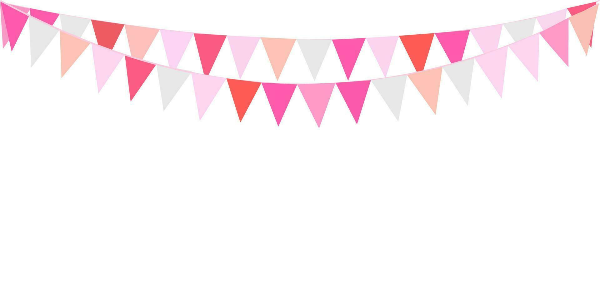 The sweet pink color of garland, bunting flags. Banner background. Baby girl, Valentine, party, wedding, greeting, party, marry me, birthday, Valentine's day concepts. vector