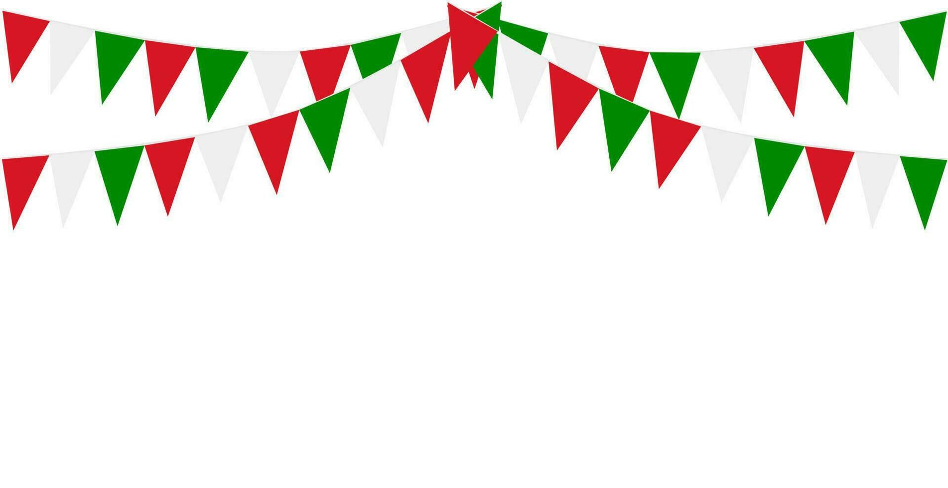 Italian republic day, 2nd June. Bunting Hanging Red White Green Flag Triangles Banner Background. Italy, Iran, Portugal, Lebanon, Belarus, Bulgaria, Mexico. Party, Fair, Christmas, New year, carnival. vector