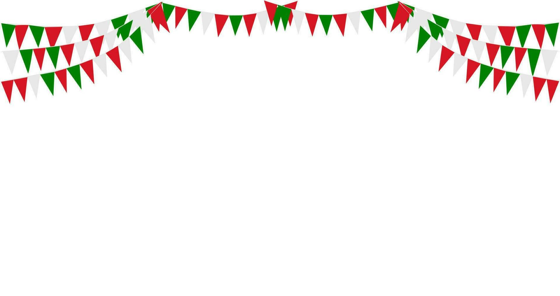 Italian republic day, 2nd June. Bunting Hanging Red White Green Flag Triangles Banner Background. Italy, Iran, Portugal, Lebanon, Belarus, Bulgaria, Mexico. Party, Fair, Christmas, New year, carnival. vector