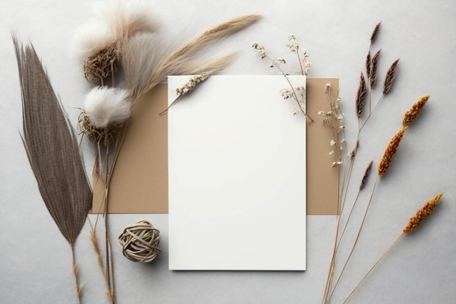 Blank greeting card invitation mockup, photo