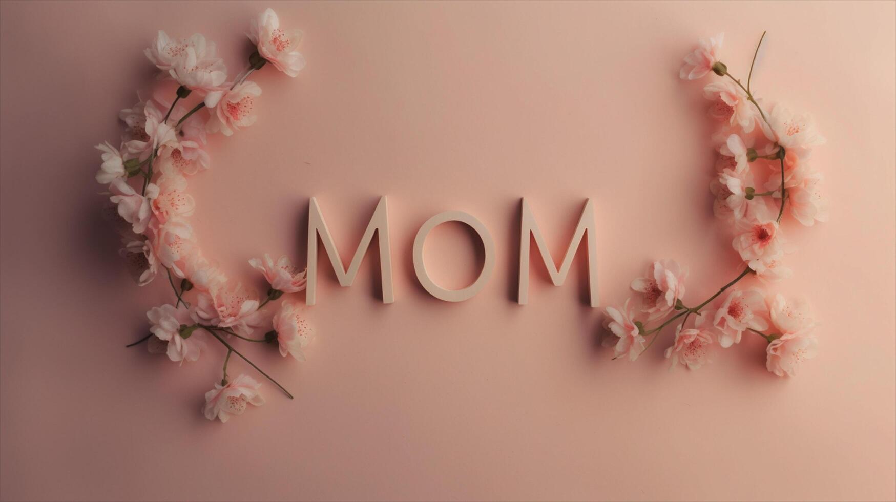 Lettering composition of Mom and Happy Mother's Day, photo