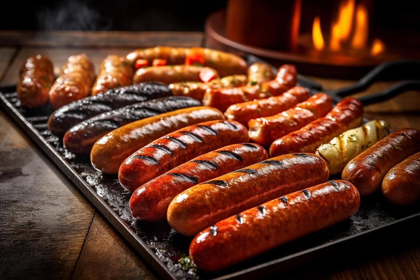 Delicious grilled sausage, photo