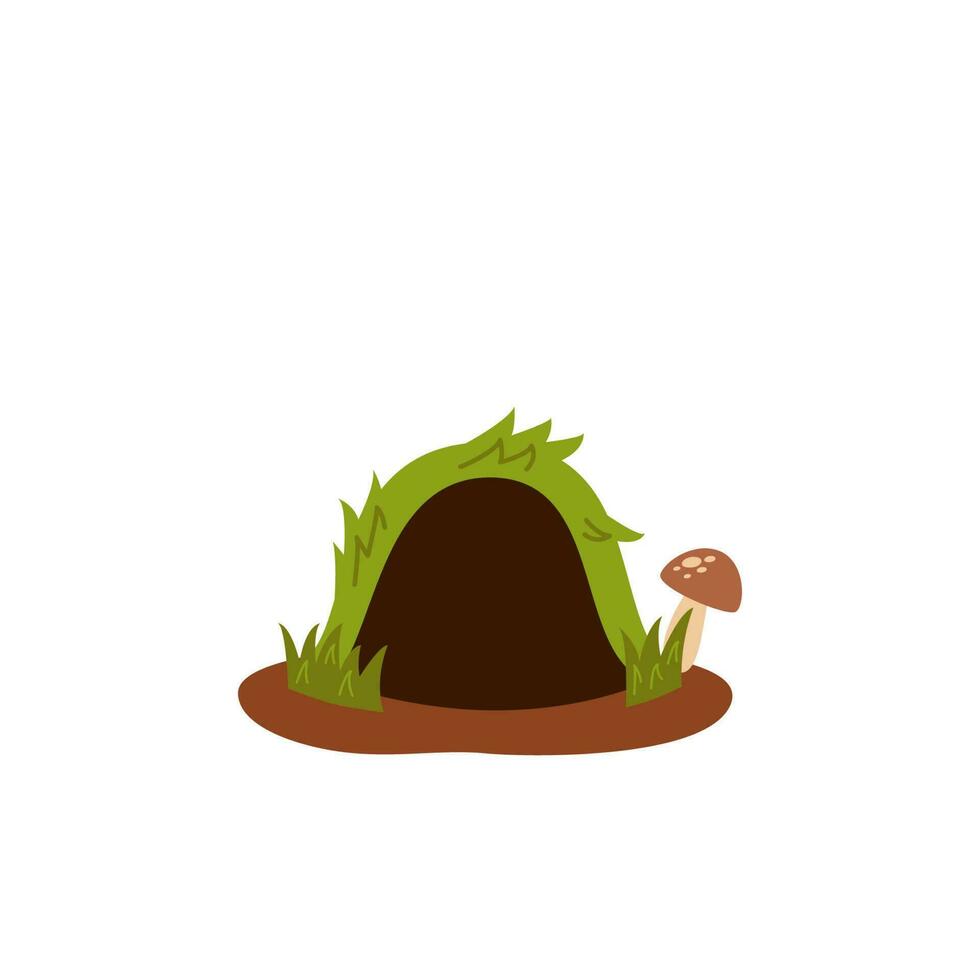 Vector illustration of cartoon animal burrow isolated on white background.