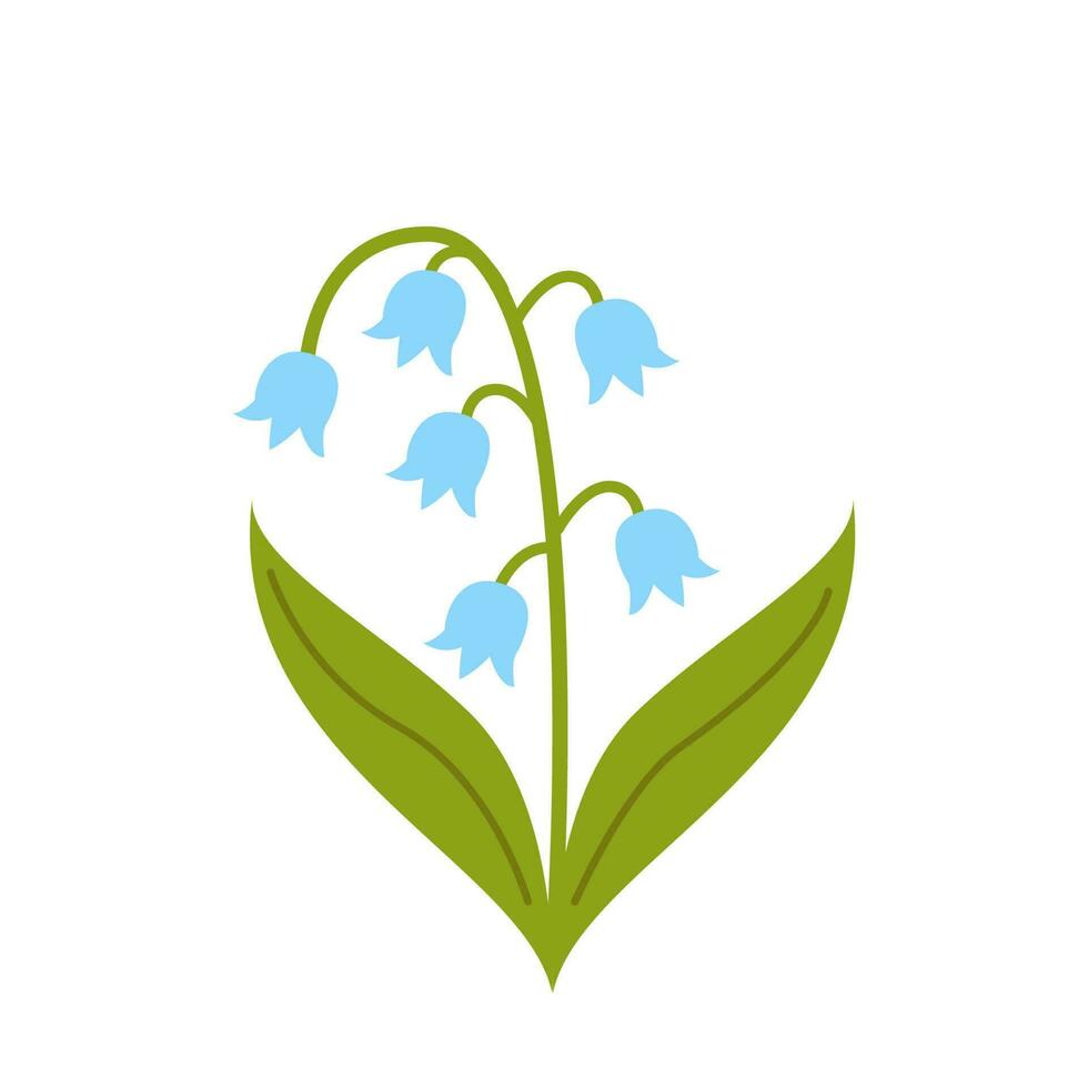 Vector illustration of cartoon cute bluebell flowers isolated on white background.