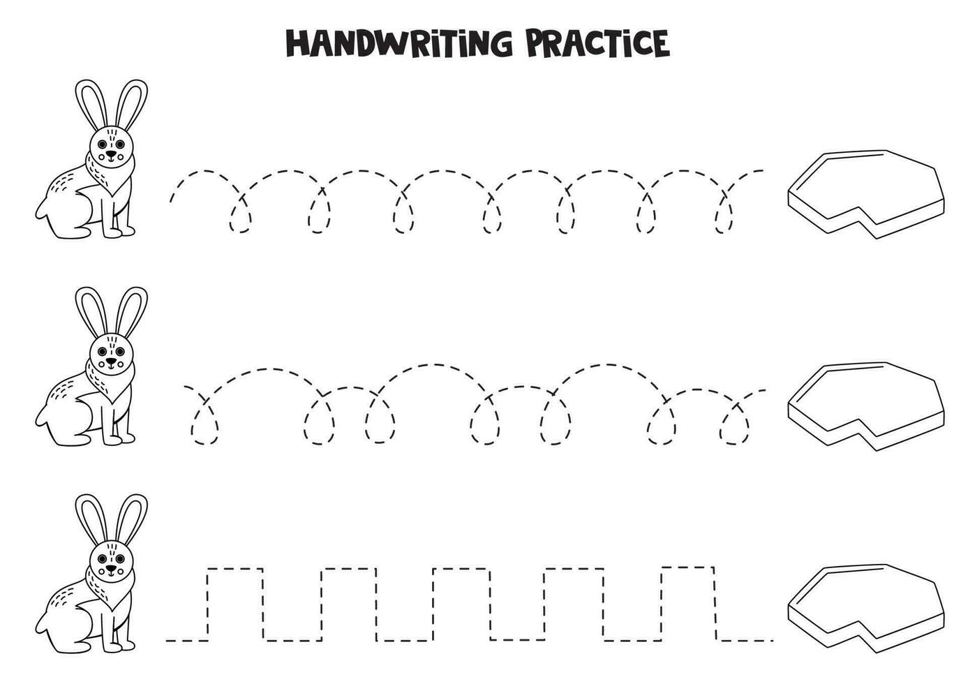 Tracing lines for kids. Cartoon cute arctic hare. vector