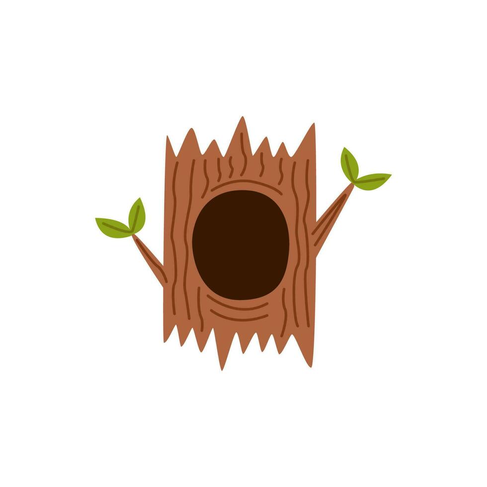 Vector illustration of cartoon tree hollow isolated on white background.