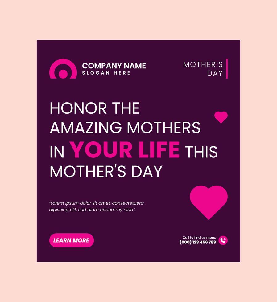 Mothers day Social Media Post Design Template vector