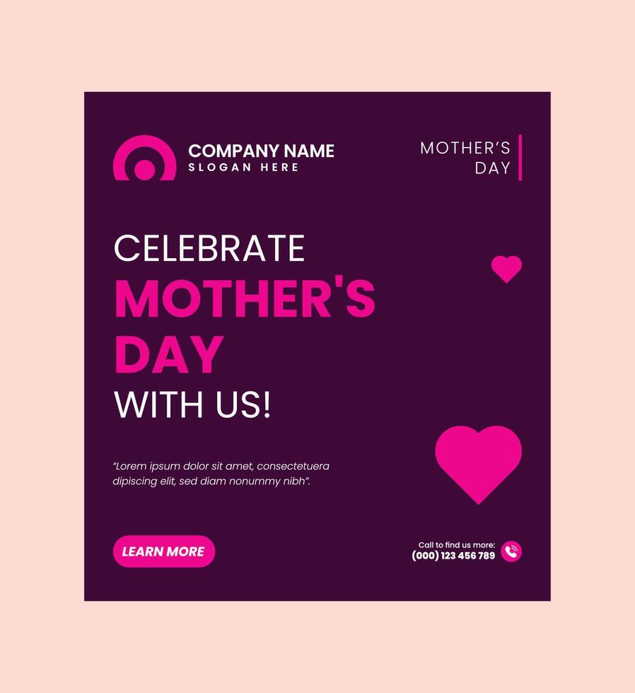 Mothers day Social Media Post Design Template vector