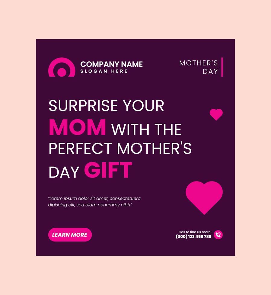 Mothers day Social Media Post Design Template vector