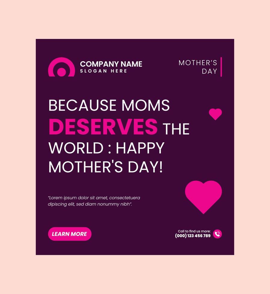 Mothers day Social Media Post Design Template vector