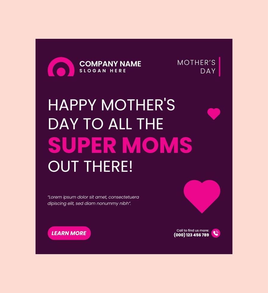 Mothers day Social Media Post Design Template vector