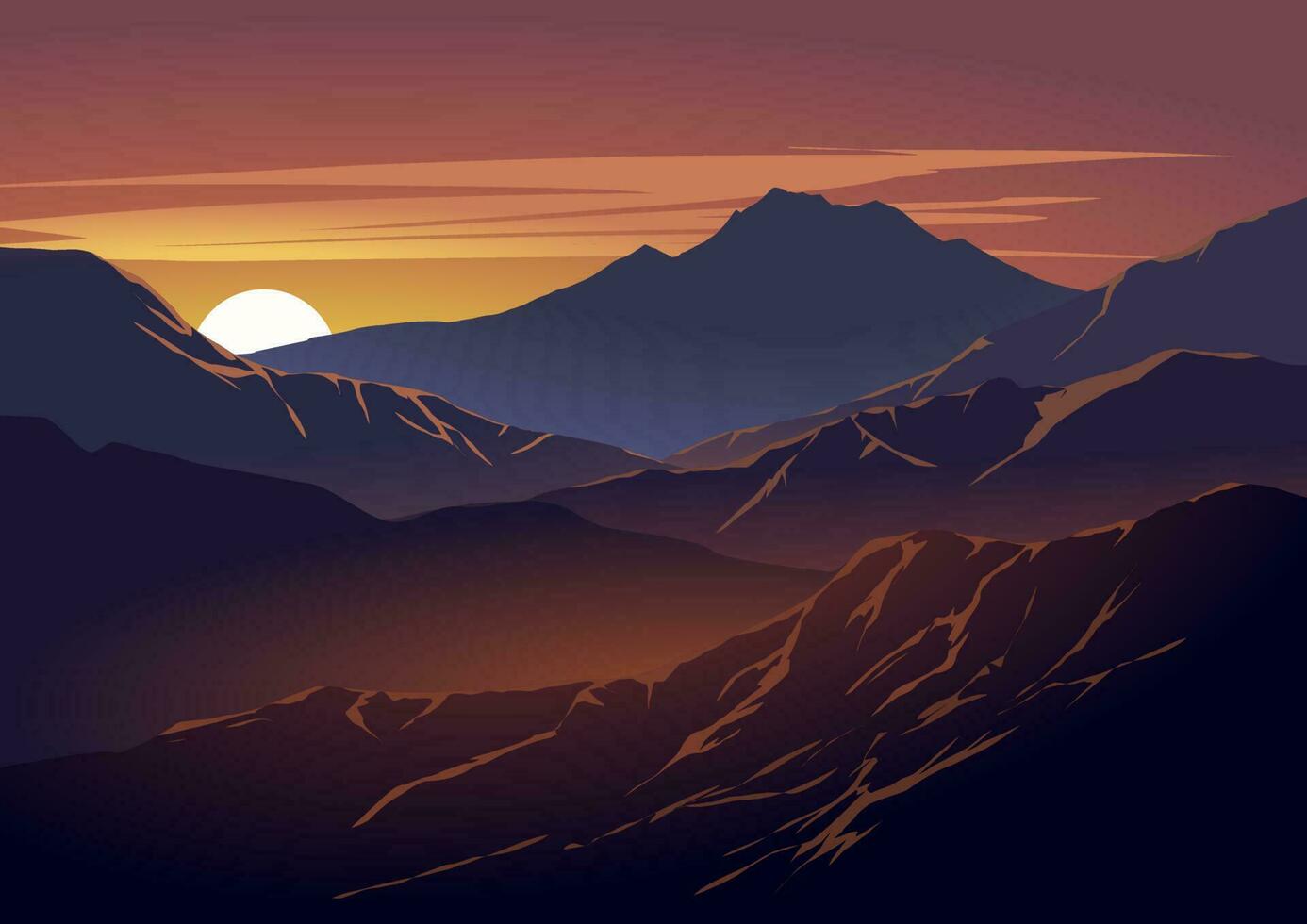 Vector misty mountain range nature landscape