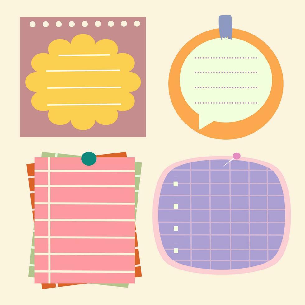 Cute sticky notes collection vector