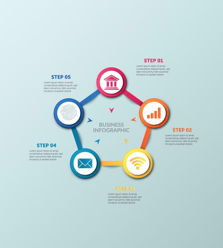 Vector circle infographic, cycle diagram, graph, presentation chart. Business infographics concept with 5 options, parts, and steps. Business Infographic processes. Creative concept for infographic