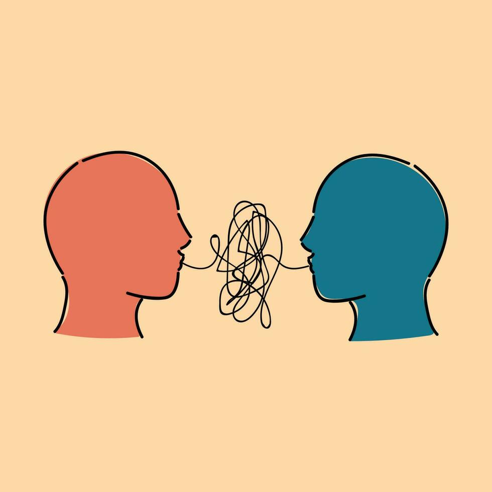 illustration of two people communicating, talking about the importance of mental health communication vector