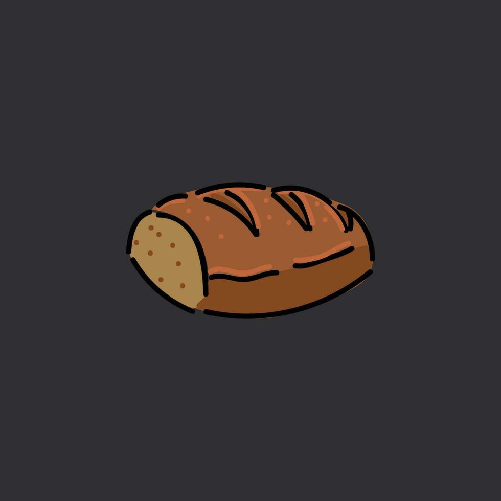 a single brown bread loaf vector illustration design in a black background