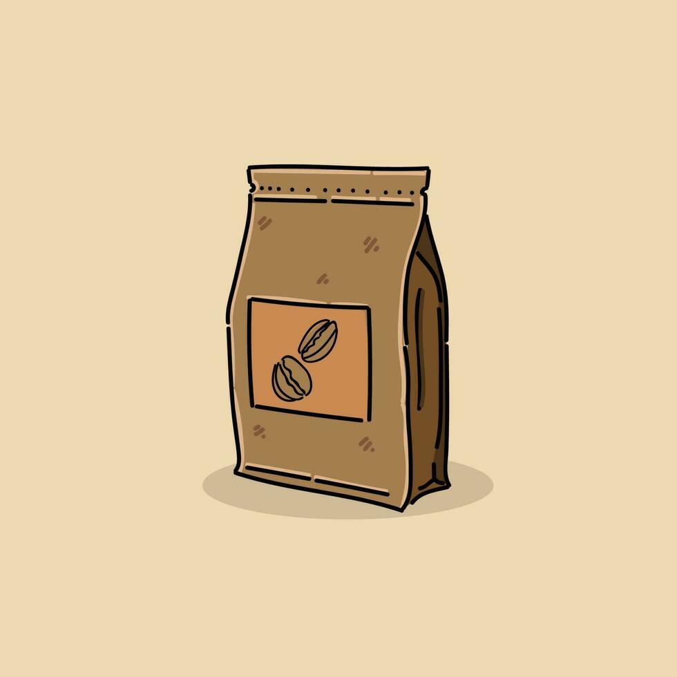 a brown coffee bag vector illustration design with cream background