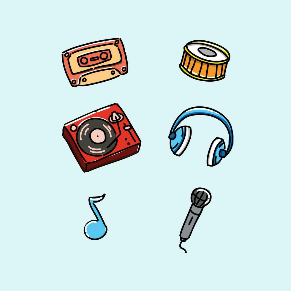 música icono ilustración vector diseño. música infografía, de moda íconos línea Arte estilo. vistoso aislado ilustración para musical póster, tarjetas, pancartas, volantes, folletos