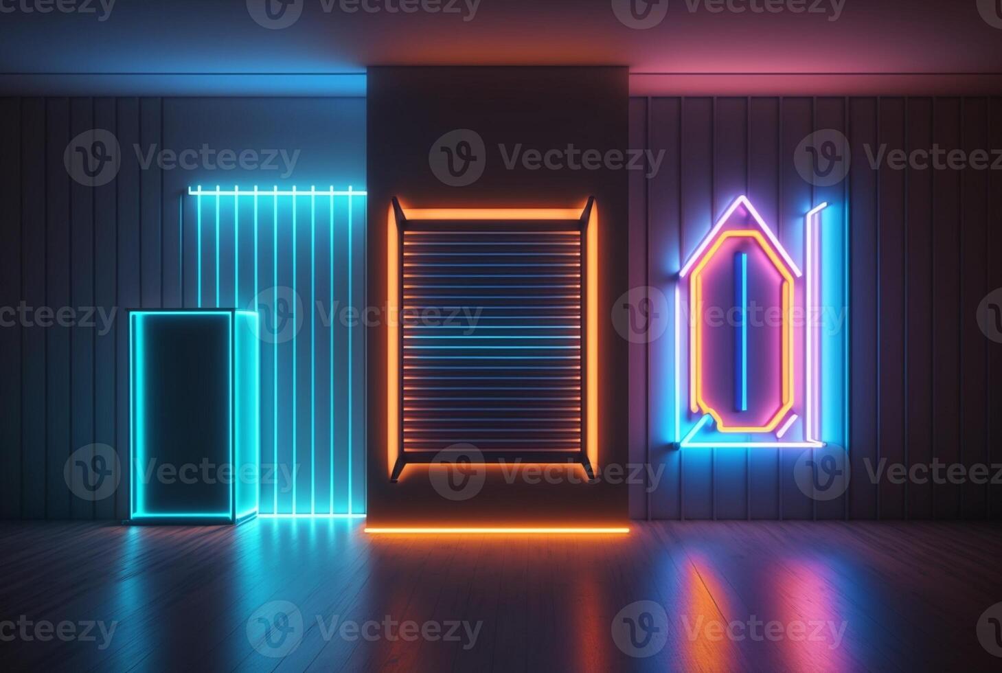 realistic background with neon light. photo