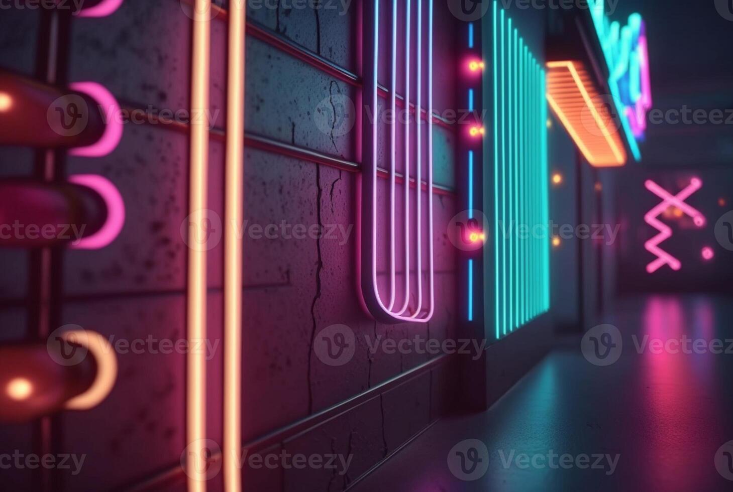realistic background with neon light. photo