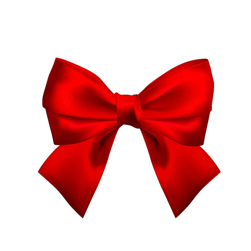Realistic red bow isolated on white. Element for decoration gifts, greetings, holidays. Vector illustration