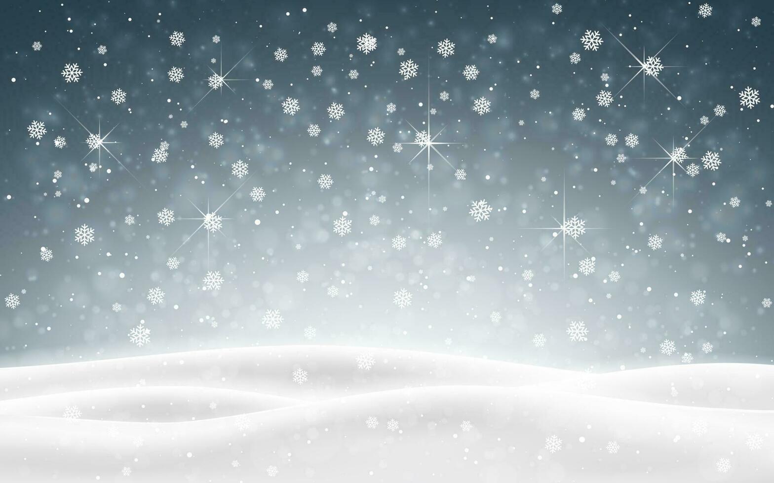 Christmas background of falling snow. Winter night. Xmas card design vector illustration