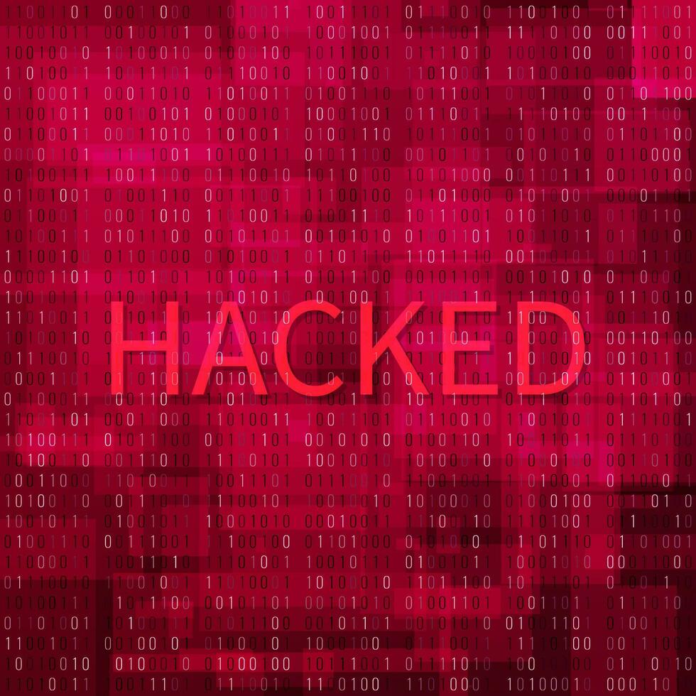 Concept of Hacking. Banner with Ddos-attack. Spam and Computer Virus Concept. Binary code digital technology background. Vector illustration