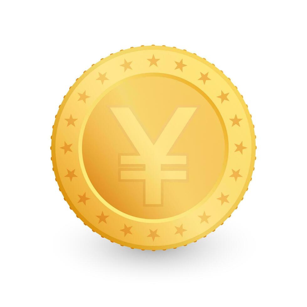 Yen Gold coin isolated on white background. Vector illustration